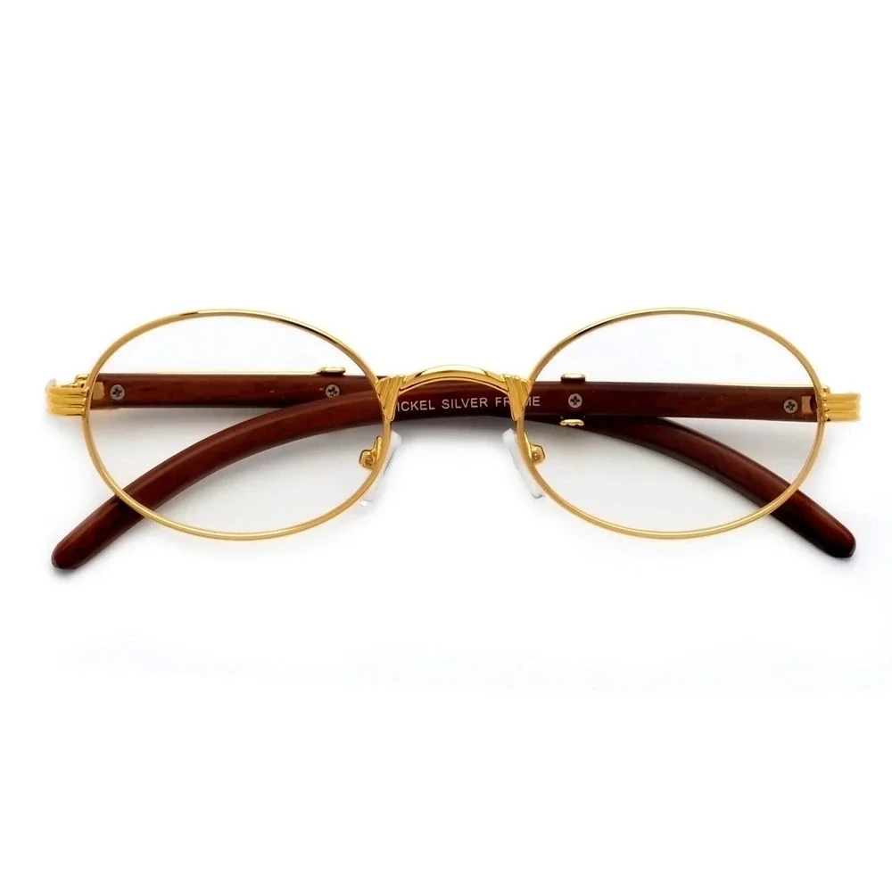 Gold Round Glasses Mens Womens Vintage‎ Style Clear Lens Eye Glasses Migos Cholo